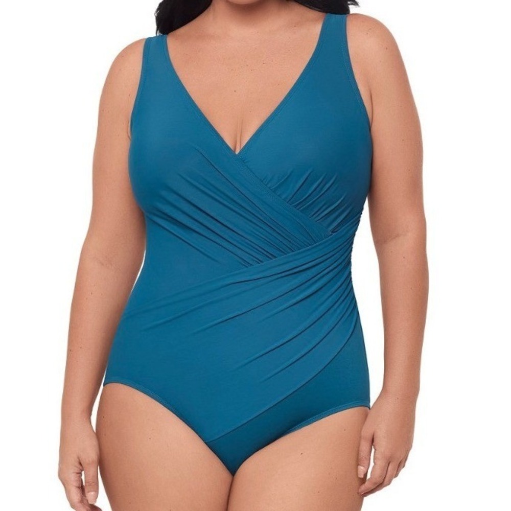 Miraclesuit Oceanus Tummy Control One Piece Swimsuit Aegean Blue Plus Size 18W